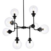 Elegant Lighting Hanson 8 Light 36" Wide Abstract Chandelier with Clear Glass Shades Black