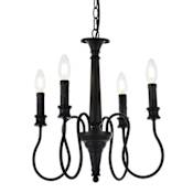 Elegant Lighting Flynx 4 Light 17" Wide Taper Candle Pendant Black