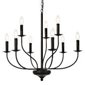 Elegant Lighting Westley 9 Light 28" Wide Taper Candle Style Chandelier Black