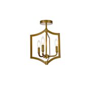 Elegant Lighting Kiera 3 Light 12" Wide Semi-Flush Ceiling Fixture Brass