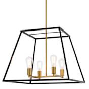 Elegant Lighting Declan 4 Light 24" Wide Lantern Chandelier Black / Brass