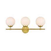 Elegant Lighting Ansley 3 Light 10" Tall Bathroom Sconce Brass / Frosted White