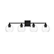 Elegant Lighting Eero 4 Light 33" Wide Vanity Light Black / Clear