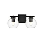Elegant Lighting Juelz 2 Light 7" Tall Bathroom Sconce Black / Clear