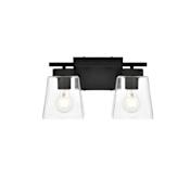 Elegant Lighting Merrick 2 Light 9" Tall Bathroom Sconce Black / Clear