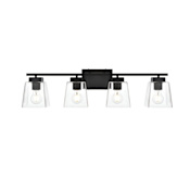 Elegant Lighting Merrick 4 Light 9" Tall Bathroom Sconce Black / Clear