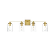 Elegant Lighting Ronnie 4 Light 9" Tall Bathroom Sconce Brass / Clear