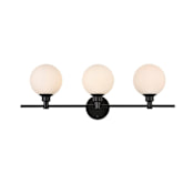Elegant Lighting Cordelia 3 Light 10" Tall Bathroom Sconce Black / Frosted White