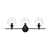 Elegant Lighting Jaelynn 3 Light 28" Wide Bathroom Vanity Light Black / Clear