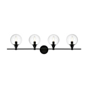 Elegant Lighting Jaelynn 4 Light 38" Wide Bathroom Vanity Light Black / Clear