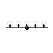 Elegant Lighting Jaelynn 5 Light 47" Wide Bathroom Vanity Light Black / Clear