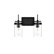 Elegant Lighting Taryin 2 Light 14" Wide Vanity Light Black / Clear
