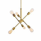 Elegant Lighting Axel 6 Light 17" Wide Sputnik Chandelier Brass