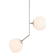 Elegant Lighting Ryland 2 Light 21" Wide Multi Light Pendant with Frosted Glass Chrome