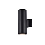 Elegant Lighting Raine 12" Tall Outdoor Wall Sconce - Cylindrical Fixture Black