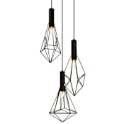 Elegant Lighting Jago 3 Light 16" Wide Pendant with Aluminum Shades Black