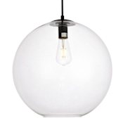 Elegant Lighting Placido Single Light 15-11/16" Wide Pendant with a Glass Shade Black