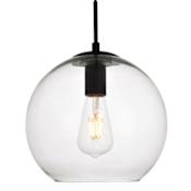 Elegant Lighting Placido Single Light 9-13/16" Wide Mini Pendant with a Glass Shade Black