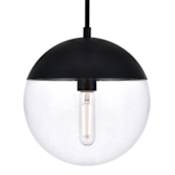 Elegant Lighting Eclipse 10" Wide Plug-In Mini Pendant with Clear Glass Shade Black