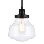 Elegant Lighting Lyle 8" Wide Plug-In Mini Pendant with Bubble Glass Shade Black