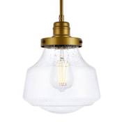 Elegant Lighting Lye 8" Wide Plug-In Mini Pendant with Bubble Glass Shade Brass