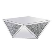 Elegant Lighting Modern 38 Inch Wide Square Mirrored Crystal Coffee Table Mirrored