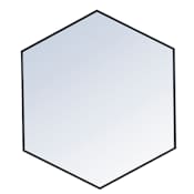 Elegant Lighting Decker 41" W x 35" H Contemporary Geometric Framed Bathroom Wall Mirror Black