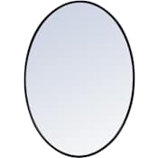 Elegant Lighting Farren 33-1/4" W x 24" H Oval Metal Framed Accent Mirror Black