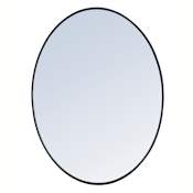 Elegant Lighting Decker 30" W x 40" H Contemporary Oval Framed Bathroom Wall Mirror Black