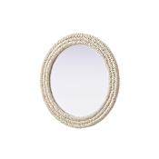 Elegant Lighting Marlowe 30" Diameter Circular Flat Medium Density Fiberboard (MDF) Framed Accent Mirror Linen White