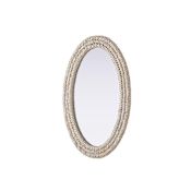 Elegant Lighting Marlowe 24"W x 36"H Oval Flat Medium Density Fiberboard (MDF) Framed Accent Mirror Linen White