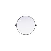 Elegant Lighting Amoura 24" Diameter Circular Flat Iron Framed Accent Mirror Black
