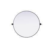 Elegant Lighting Amoura 30" Diameter Circular Flat Iron Framed Accent Mirror Black