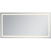 Elegant Lighting Alaric 72" W x 36" H Modern Rectangular Aluminum Frameless Bathroom Wall Mirror with LED Lighting Silver