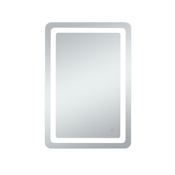 Elegant Lighting Genesis 24" W x 40" H Transitional Rectangular Frameless Bathroom Wall Mirror with LED Lighting Glossy White