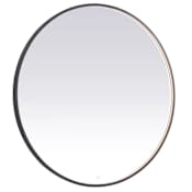 Elegant Lighting Pier 45" Diameter Modern Circular Aluminum Framed Bathroom Wall Mirror with LED Lighting Black