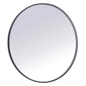 Elegant Lighting Pier 48" Diameter Modern Circular Aluminum Framed Bathroom Wall Mirror with LED Lighting Black