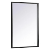Elegant Lighting Pier 20" W x 30" H Modern Rectangular Aluminum Framed Bathroom Wall Mirror with LED Lighting Black