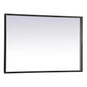 Elegant Lighting Pier 36" W x 24" H Modern Rectangular Aluminum Framed Bathroom Wall Mirror with LED Lighting Black