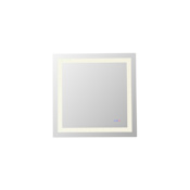 Elegant Lighting Riven 30" Rectangular Flat Frameless Wall Mounted Bathroom Mirror with Lighting White