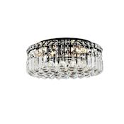 Elegant Lighting Maxime 5 Light 16" Wide Flush Mount Drum Ceiling Fixture with Clear Royal Cut Crystals Black