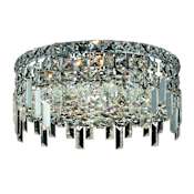 Elegant Lighting Maxime 4 Light 14" Wide Flush Mount Drum Ceiling Fixture with Clear Royal Cut Crystals Chrome