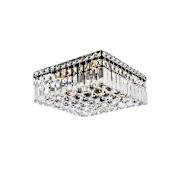 Elegant Lighting Maxime 4 Light 12" Wide Flush Mount Square Ceiling Fixture with Clear Royal Cut Crystals Black