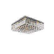 Elegant Lighting Maxime 6 Light 16" Wide Flush Mount Square Ceiling Fixture with Clear Royal Cut Crystals Black