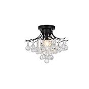 Elegant Lighting Toureg 3 Light 16" Wide Semi-Flush Ceiling Fixture with Clear Royal Cut Crystals Black