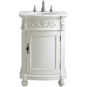 Elegant Lighting Danville 24" Free Standing Single Basin Vanity Set with Single Door Cabinet and Quartz Vanity Top Antique White