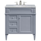 Elegant Lighting Park Ave 32" Free Standing Single Basin Vanity Set with Cabinet and Marble Vanity Top Grey