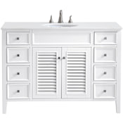 Elegant Lighting Cape Cod 48" Free Standing Single Basin Vanity Set with Cabinet and Quartz Vanity Top Antique White