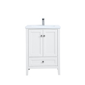 Elegant Lighting Aqua 24" Free Standing Single Basin Vanity Set with Cabinet and Resin Vanity Top White