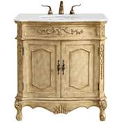 Elegant Lighting Danville 32" Free Standing Single Basin Vanity Set with Cabinet and Quartz Vanity Top Antique Beige
